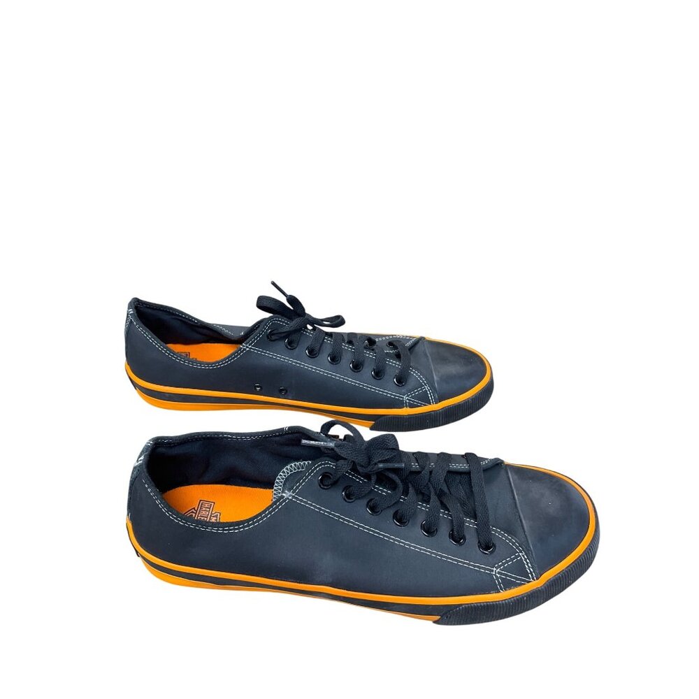 Harley-Davidson Mens Low-Top Vulcon Black Orange Sneakers Size 13 SKU 9405 - Picture 3 of 16